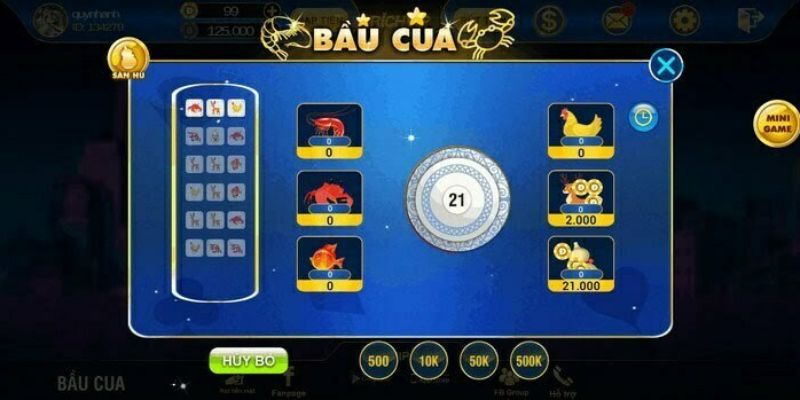 Danh sách cửa cược game Bầu Cua